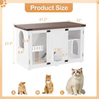 White large cat litter box enclosure with LED light and scratching post — material detail