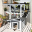 Gray and white four-tier outdoor cat house with ramps and waterproof roof — main product view
