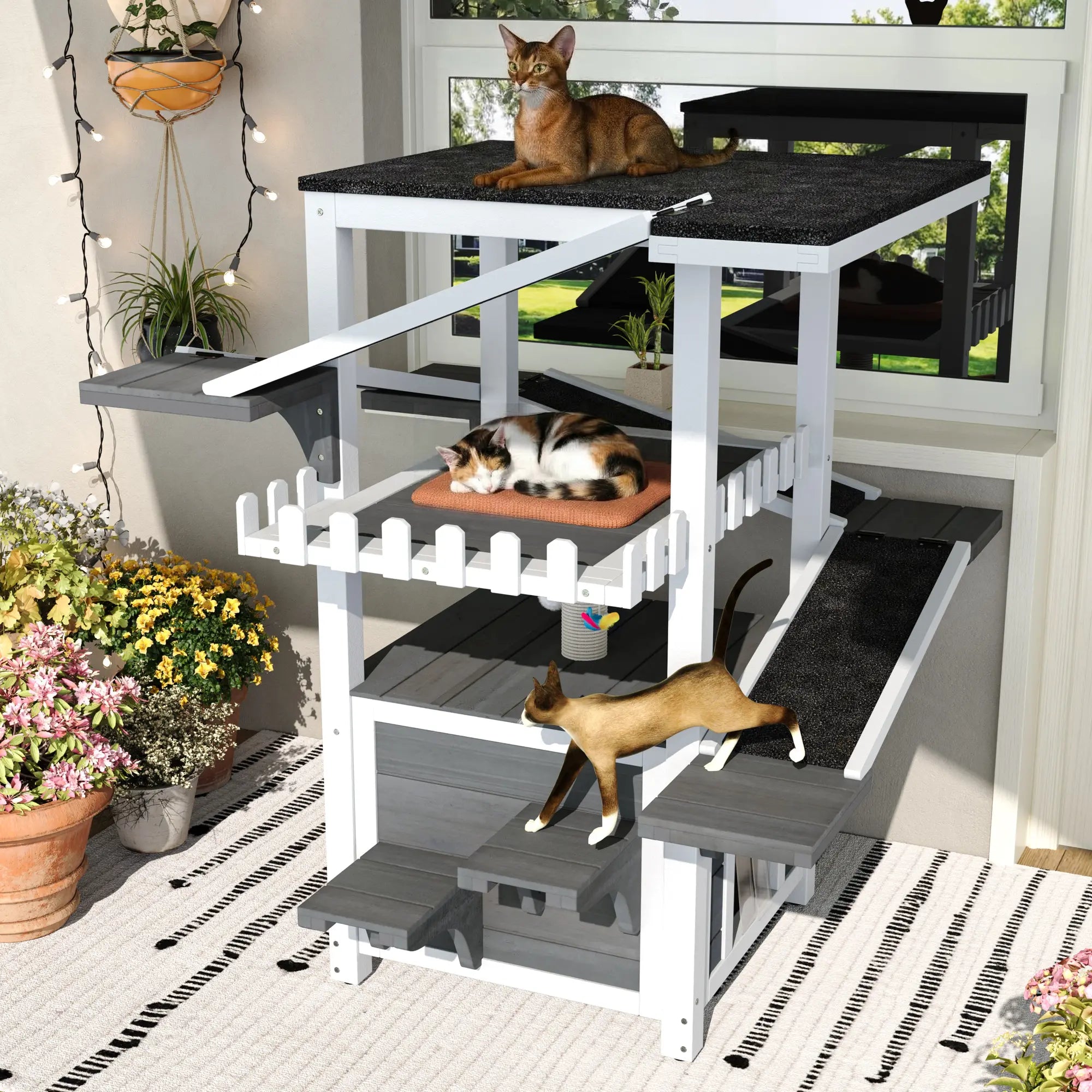 4-Tier Weatherproof Outdoor Cat House N704P436318K Secondary image