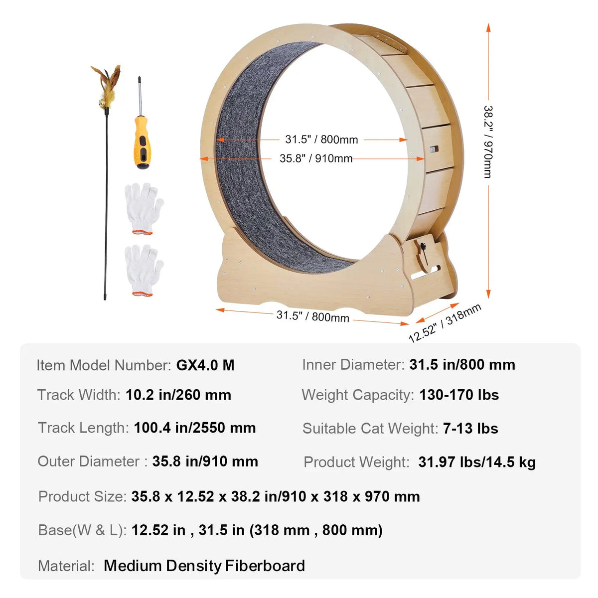 35.8-Inch Indoor Cat Exercise Wheel detail view 2