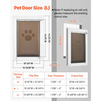 White large dog door with metal frame and double magnetic flaps — feature overview
