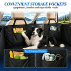 Black waterproof dog car hammock with supportive hard bottom — construction detail