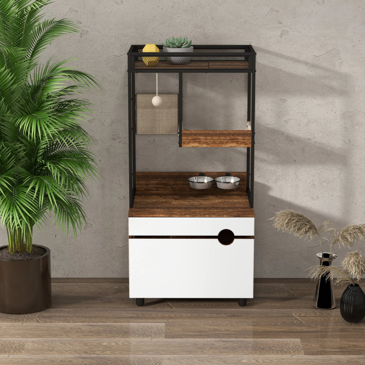 3-in-1 Cat Litter Box Enclosure & Cat Tree product overview Main image