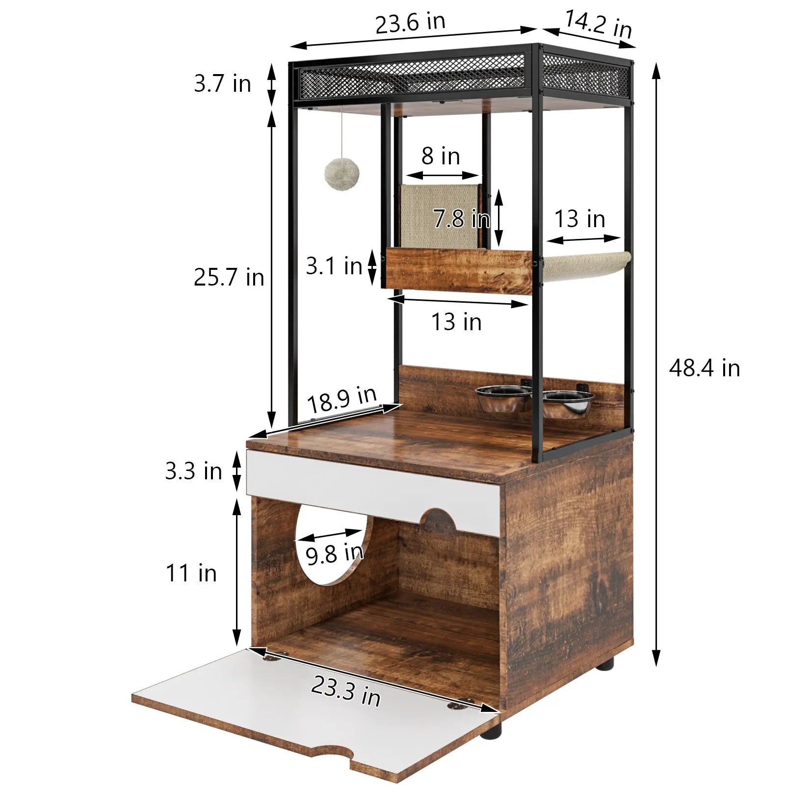 3-in-1 Cat Litter Box Enclosure & Cat Tree W1687106558 Secondary image