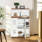 White and walnut double litter box enclosure for two cats — overall design