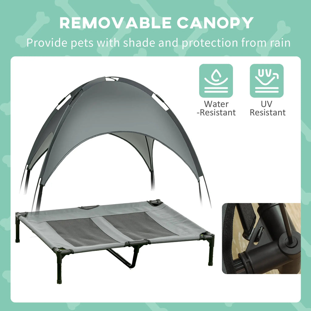 Portable Elevated Dog Bed with UV Canopy detail view 6