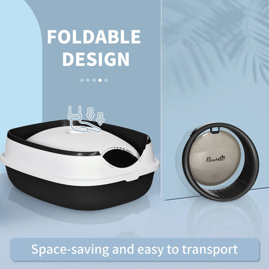 Covered Foldable Cat Litter Box with Lid detail view 2