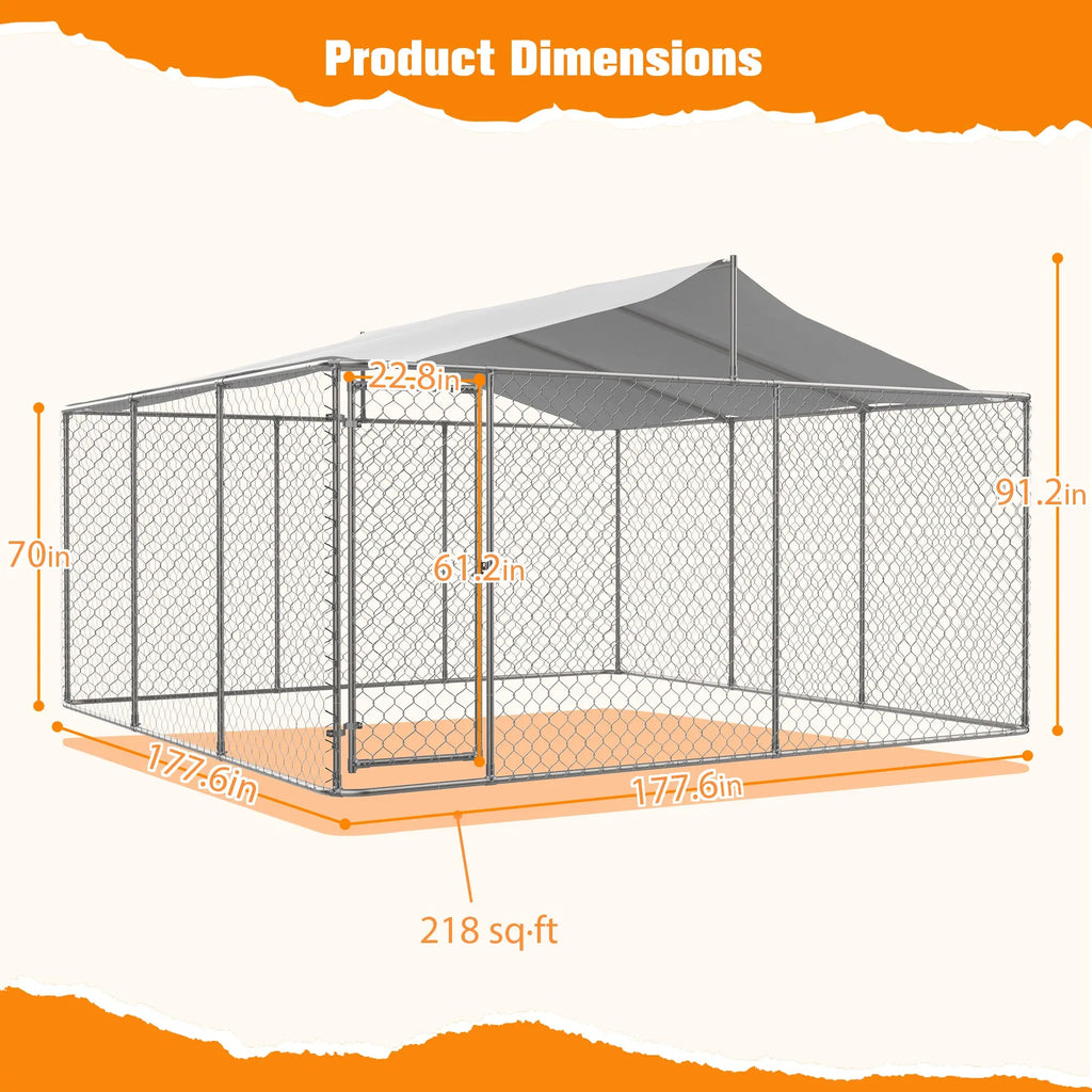 Outdoor Dog Kennel with Waterproof UV Cover detail view 2