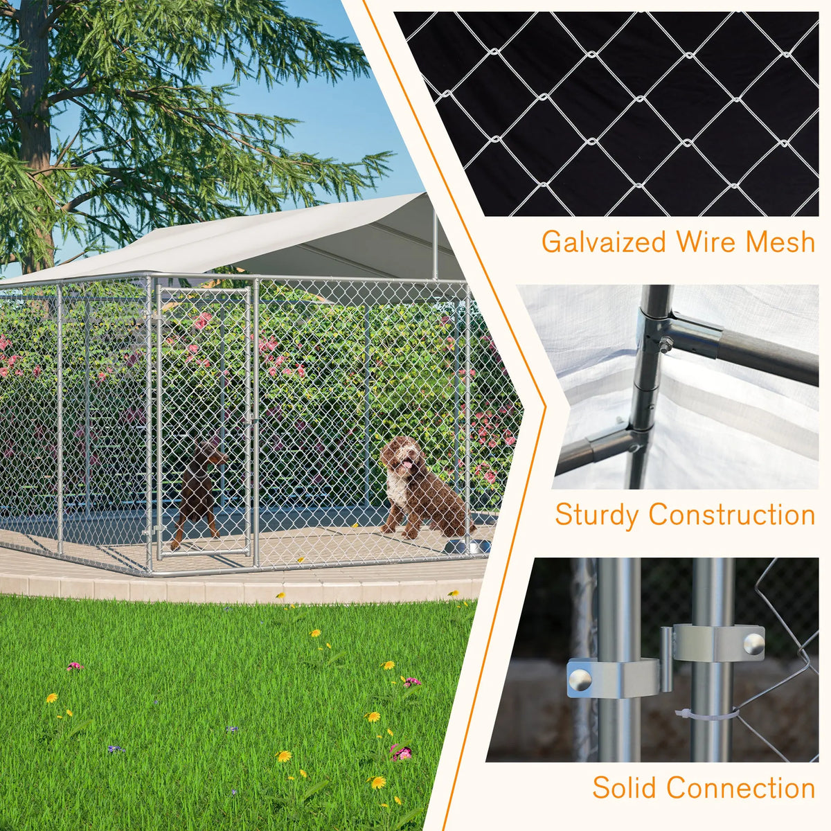 Outdoor Dog Kennel with Waterproof UV Cover detail view 3