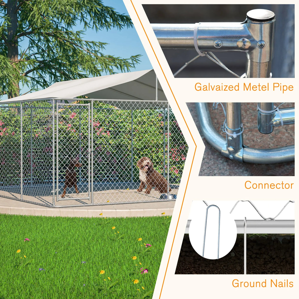 Outdoor Dog Kennel with Waterproof UV Cover detail view 4