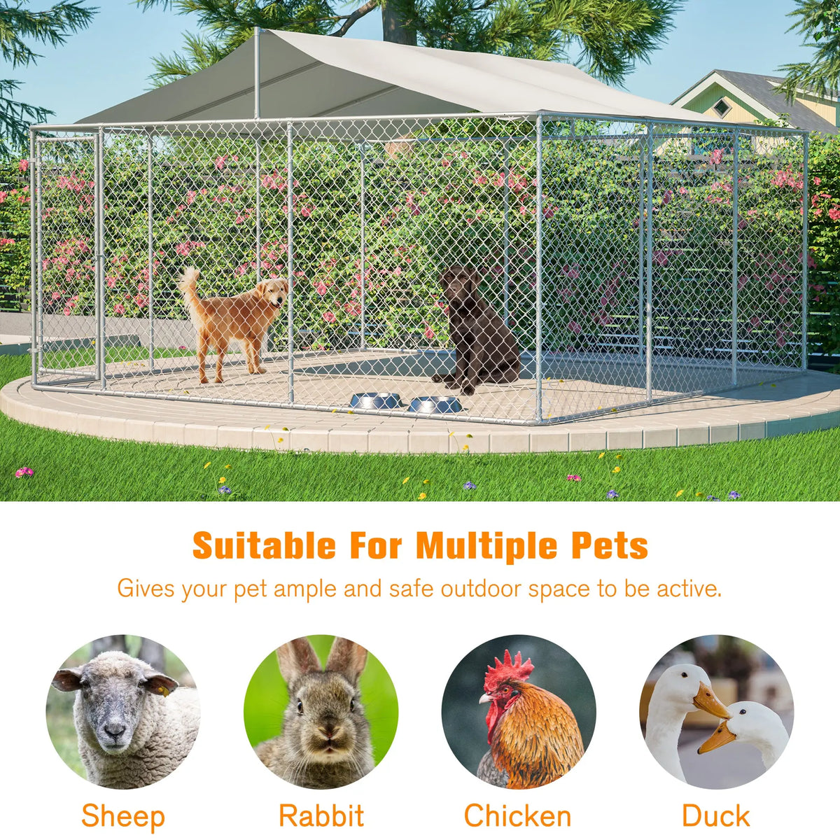 Outdoor Dog Kennel with Waterproof UV Cover detail view 6
