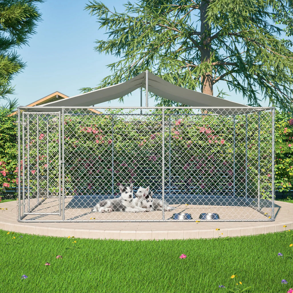 Outdoor Dog Kennel with Waterproof UV Cover detail view 7