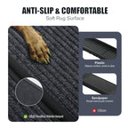 Black 65-inch folding aluminum dog car ramp with non-slip surface — storage view