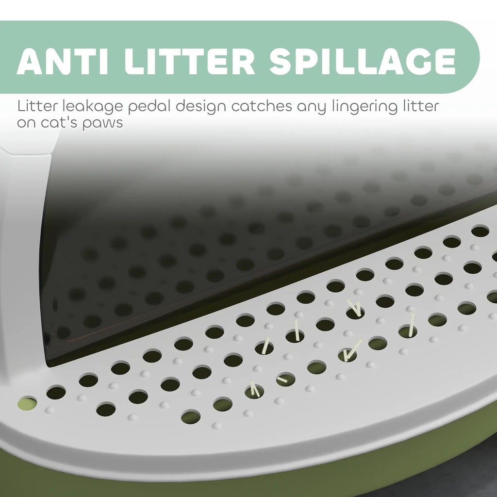Covered Cat Litter Box with Drawer & Scoop, Green - T3971P404628 - product view 5
