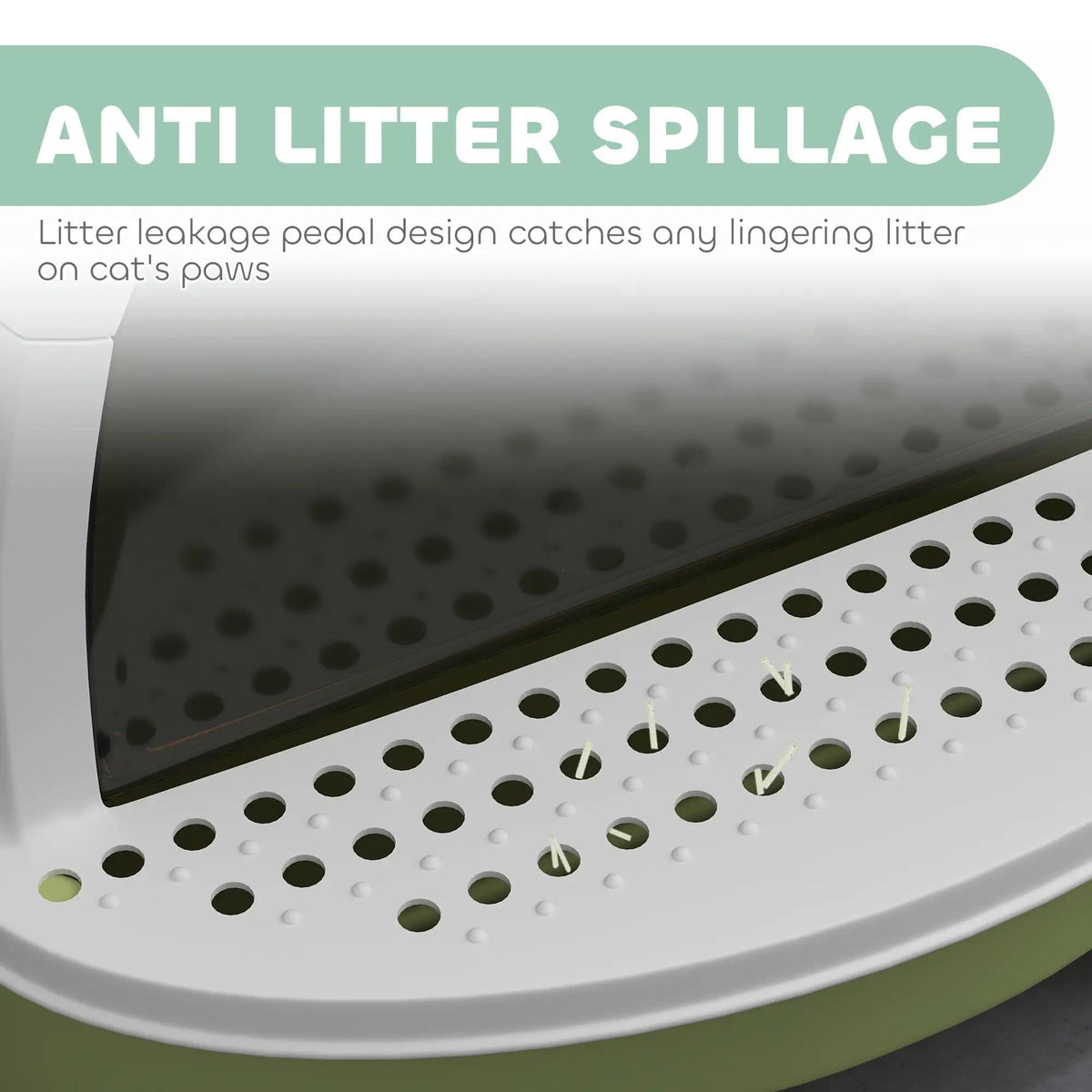 Covered Cat Litter Box with Drawer & Scoop, Green - T3971P404628 - product view 5