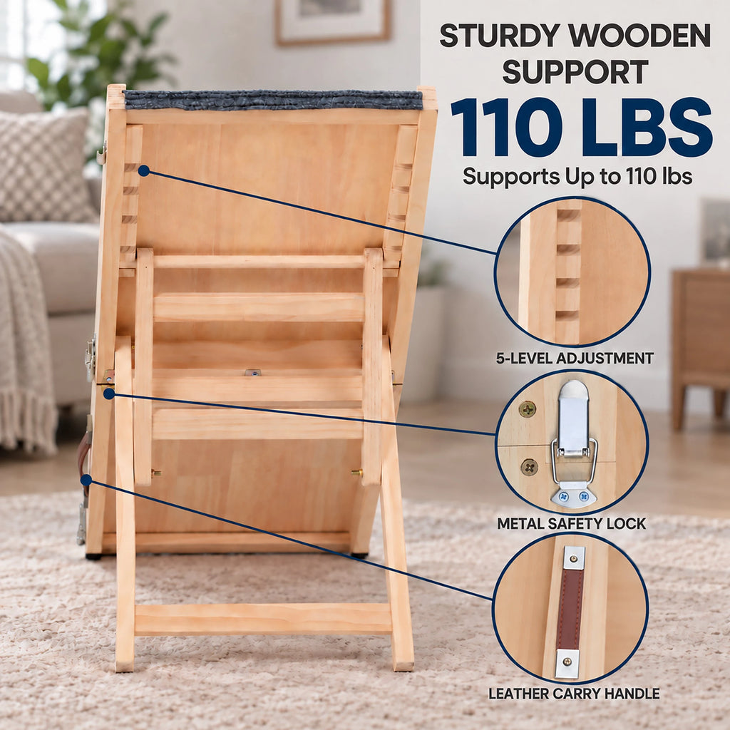 Adjustable Wooden Dog Ramp for Beds and Sofas — wooden support structure