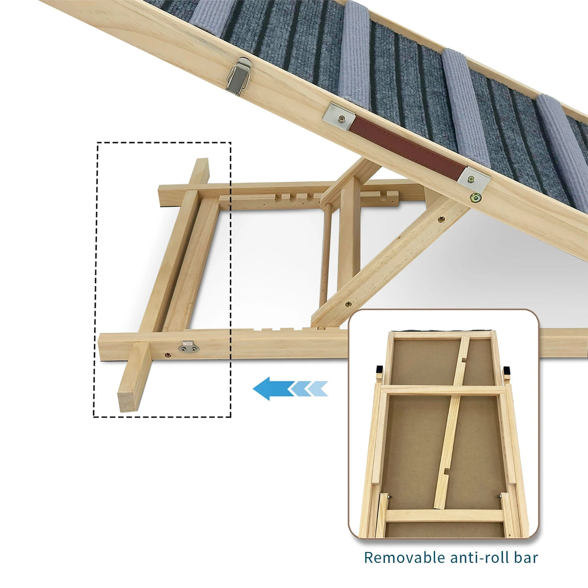 Wood ramp support and anti-slip base details