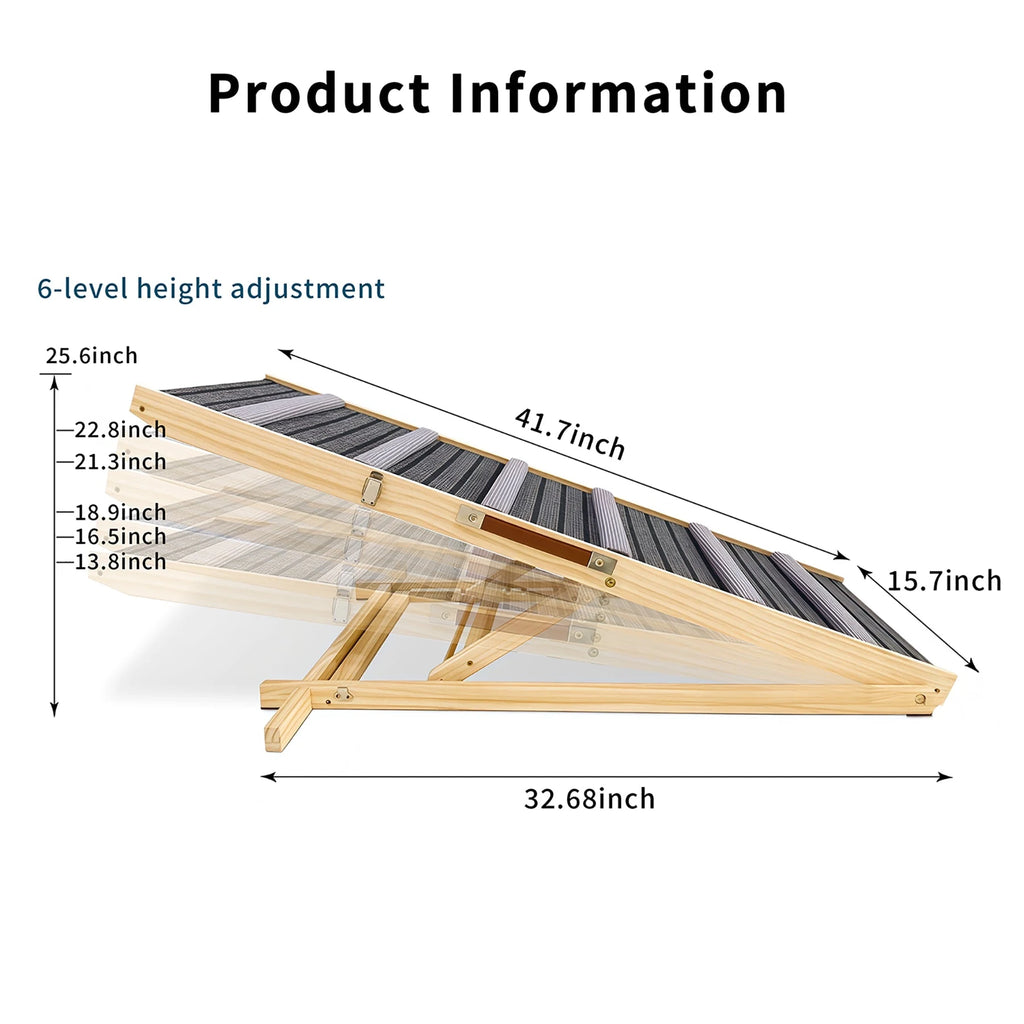 Wood dog ramp dimensions and six height settings