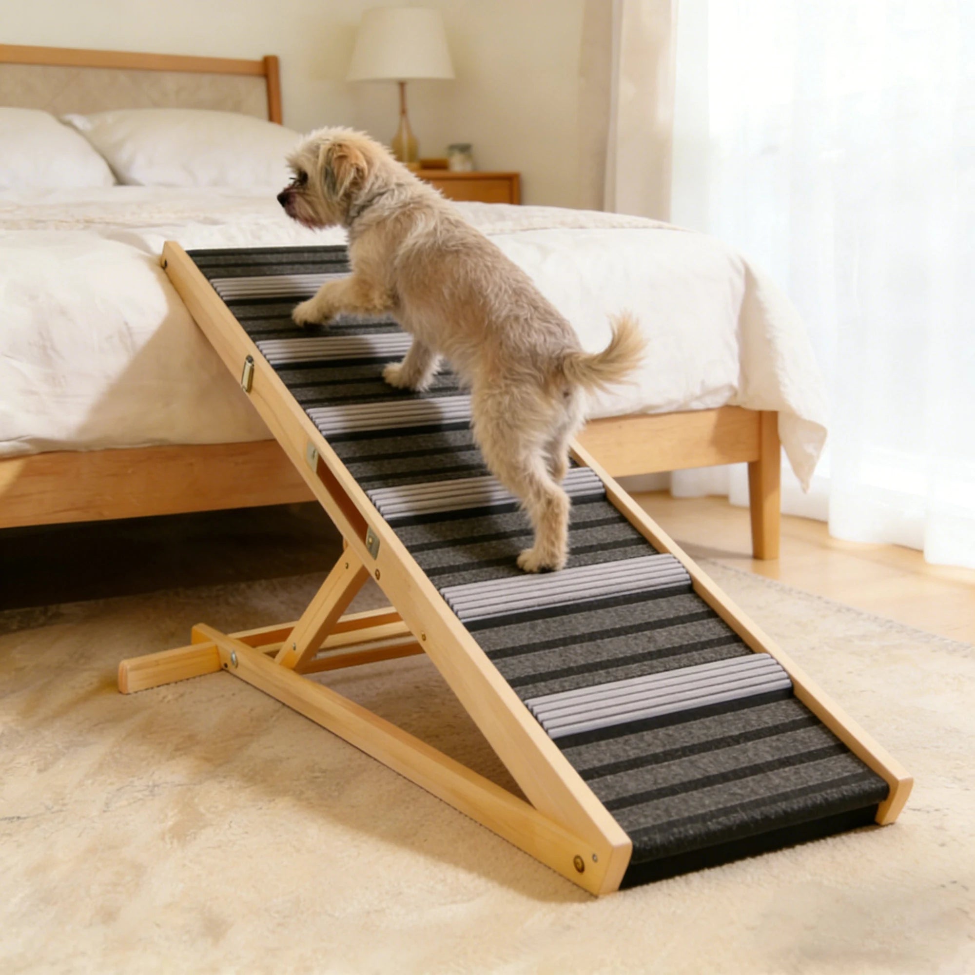 Adjustable Wooden Dog Ramp with Traction Bars W2641P460038 Secondary image