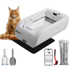 Automatic cat litter box components and accessories shown