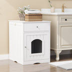 Hidden Cat Litter Box Enclosure with Drawer, White - W80863135 - product view 2