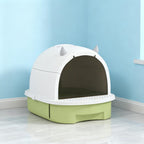 Covered Cat Litter Box with Drawer & Scoop, Green - T3971P404628 - product view 9