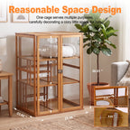 Bamboo Indoor Cat Enclosure with Clear Panels — platform and opening dimensions