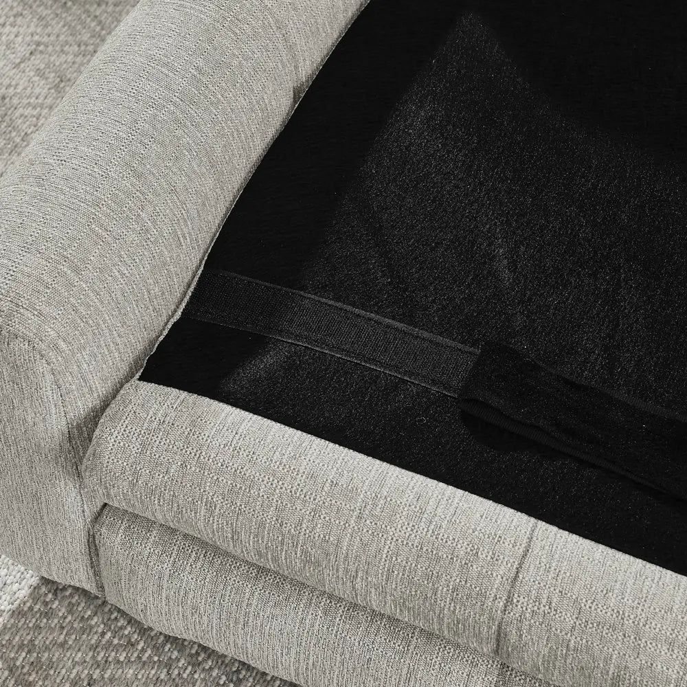 Underside fastening straps beneath the dog sofa cushion