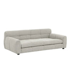Beige elevated dog sofa bed side view on white