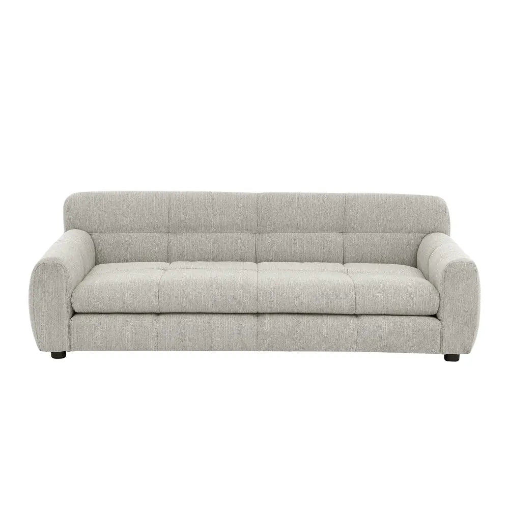 Beige elevated dog sofa bed front view on white