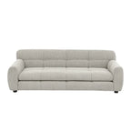 Beige elevated dog sofa bed front view on white