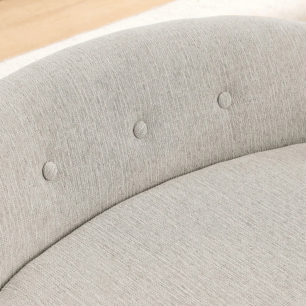 Button-tufted linen-look backrest detail