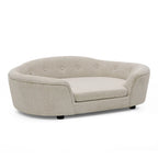 Beige oval dog sofa bed front product view