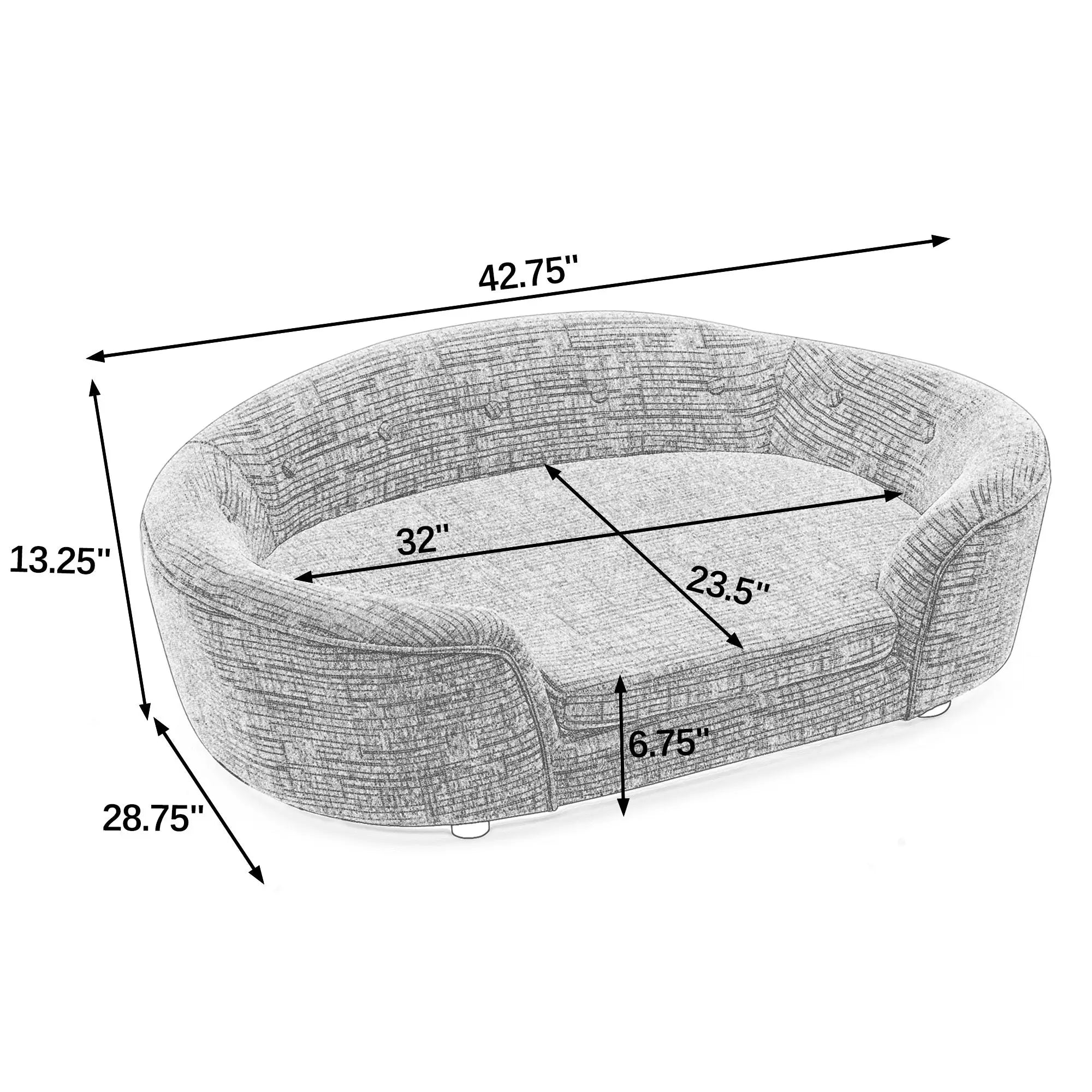Oval dog sofa bed dimensions in inches
