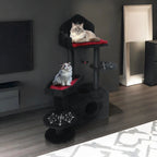 Black Gothic Cat Tree with Coffin Perch and Condo — gothic cat tree in a room