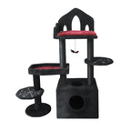 Black Gothic Cat Tree with Coffin Perch and Condo — full product view