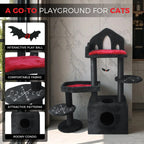 Black Gothic Cat Tree with Coffin Perch and Condo — perch and condo details