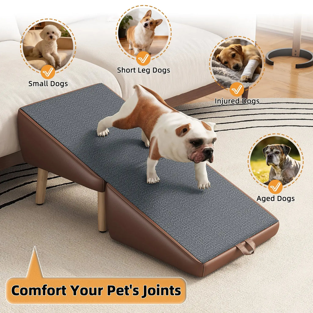 Brown non-slip pet ramp for small dogs