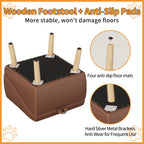 Wooden ottoman underside with non-slip leg pads