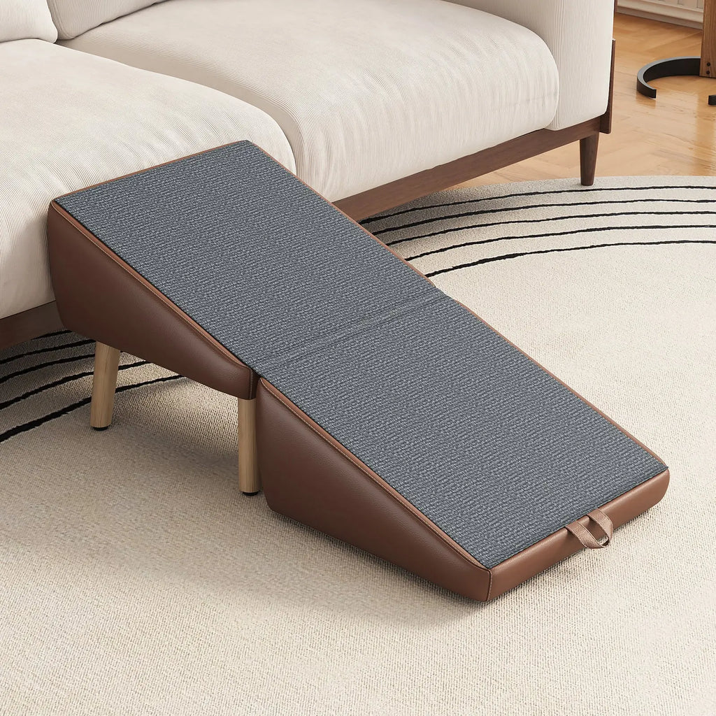 Brown foldable pet ramp open product view