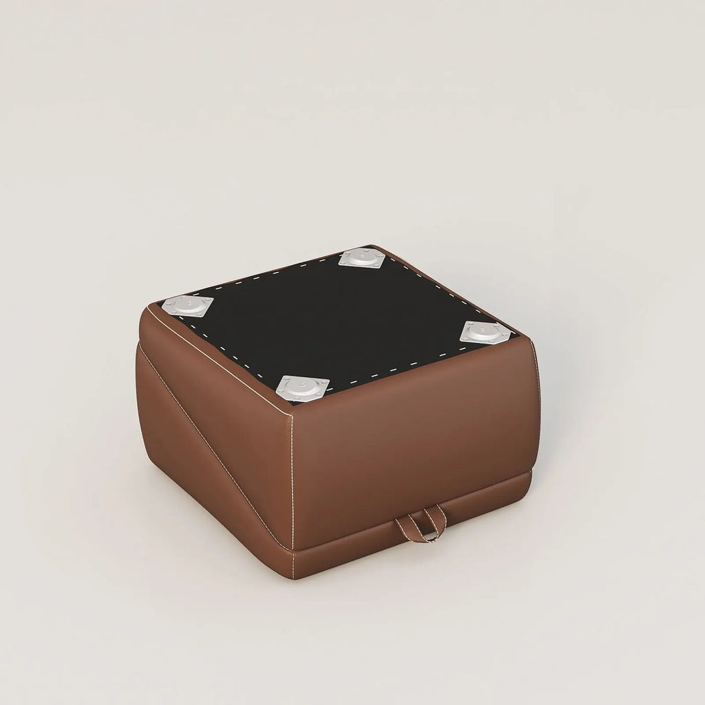 Pet ottoman underside leg mounting detail