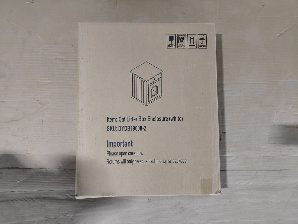 Hidden Cat Litter Box Enclosure with Drawer, White - W80863135 - product view 17