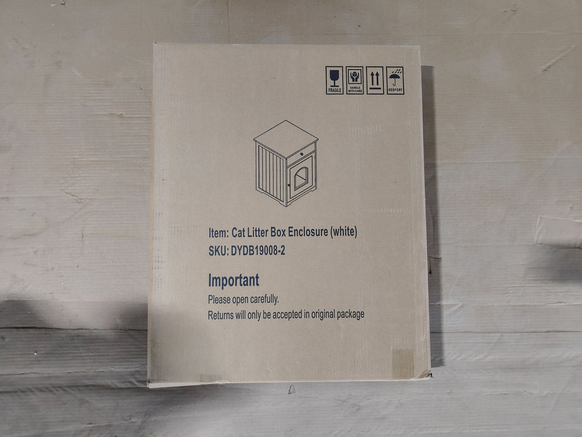 Hidden Cat Litter Box Enclosure with Drawer, White - W80863135 - product view 17