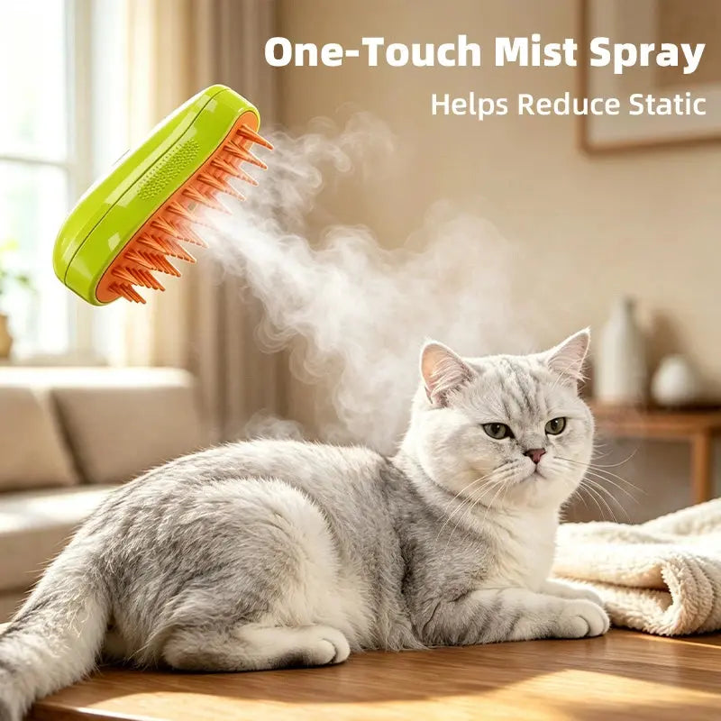 One-touch mist spray feature shown with a cat