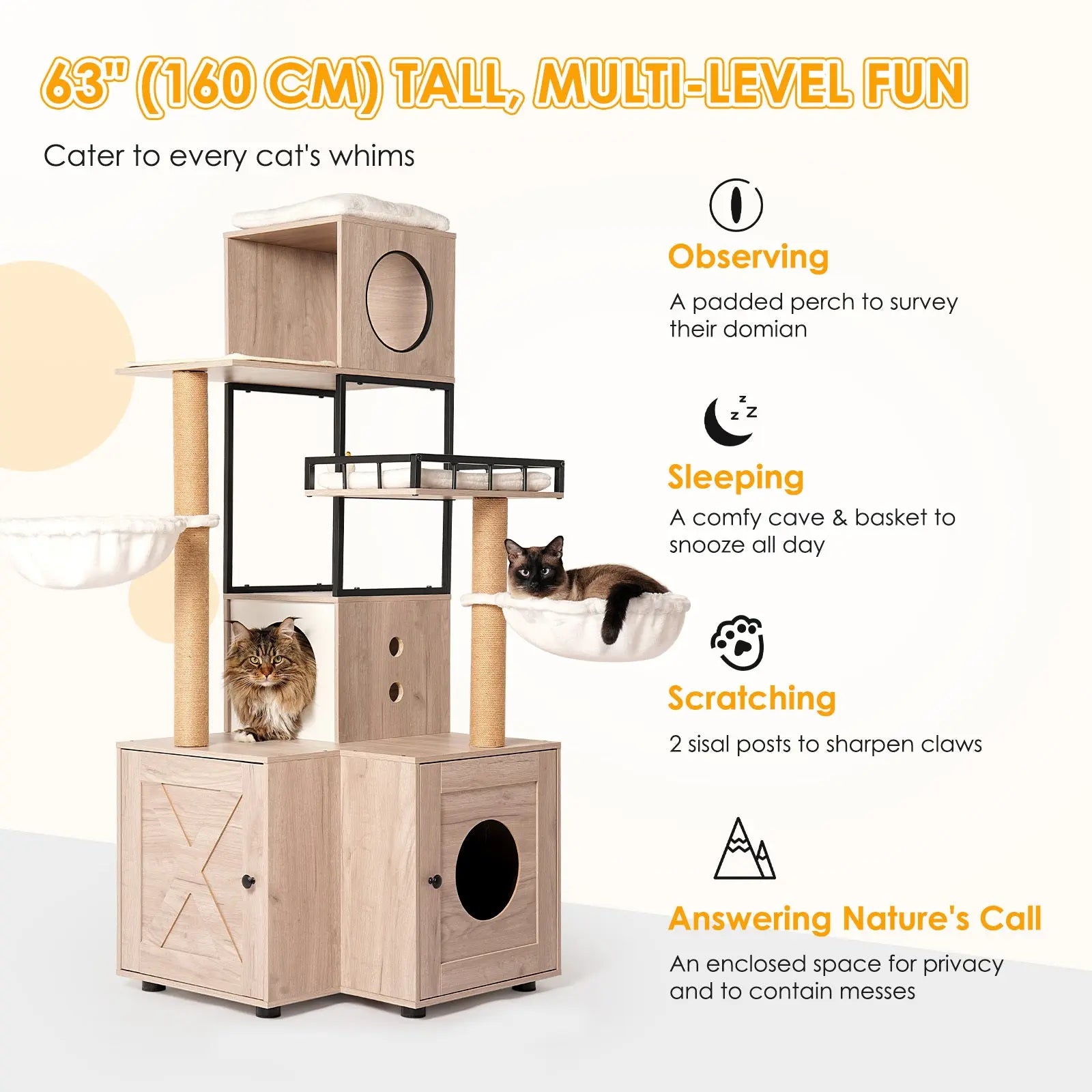 63-inch cat tree activity zones