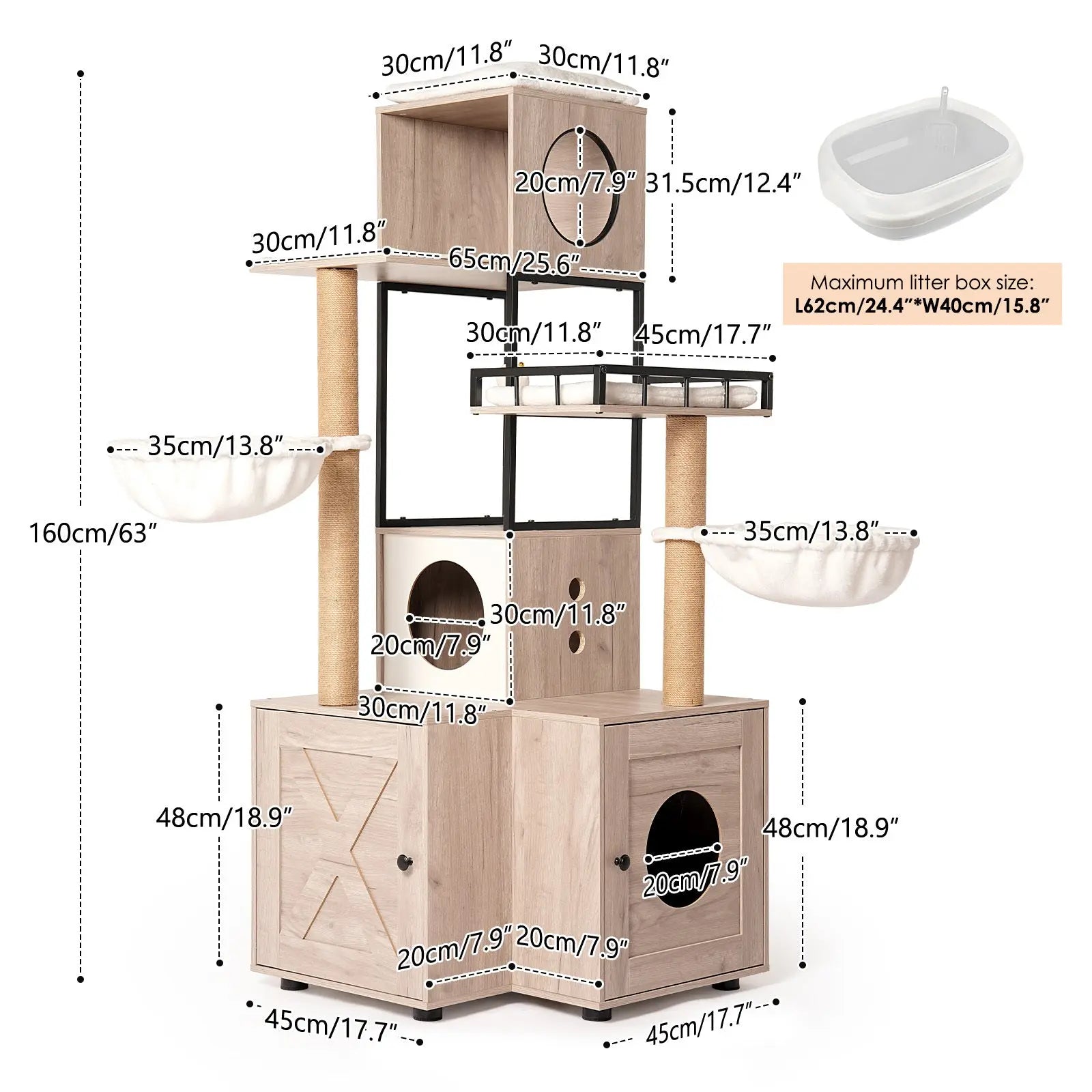 63-inch cat tree dimensions