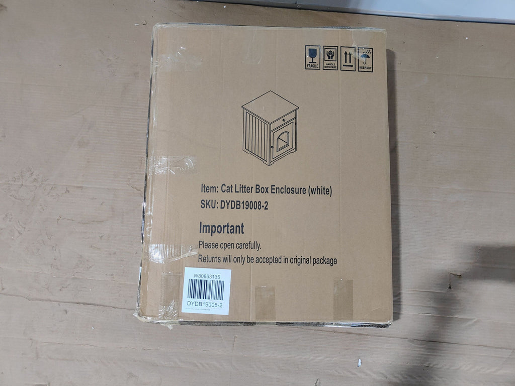 Hidden Cat Litter Box Enclosure with Drawer, White - W80863135 - product view 18