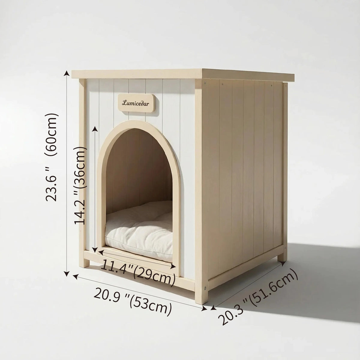 Cedar Indoor Pet House with Removable Cushion — pet house dimensions