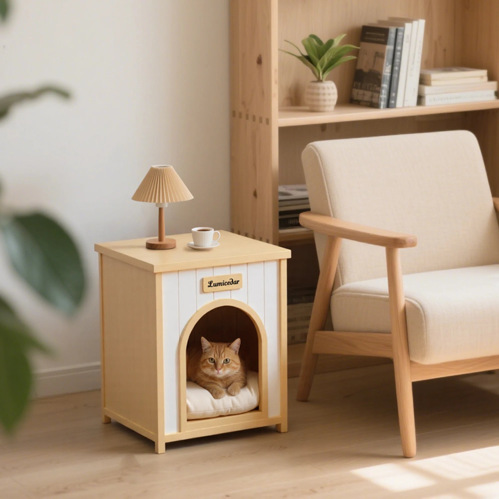 Cedar Indoor Pet House with Removable Cushion W3799P382209 Secondary image