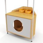 Cat condo opening and feeding area